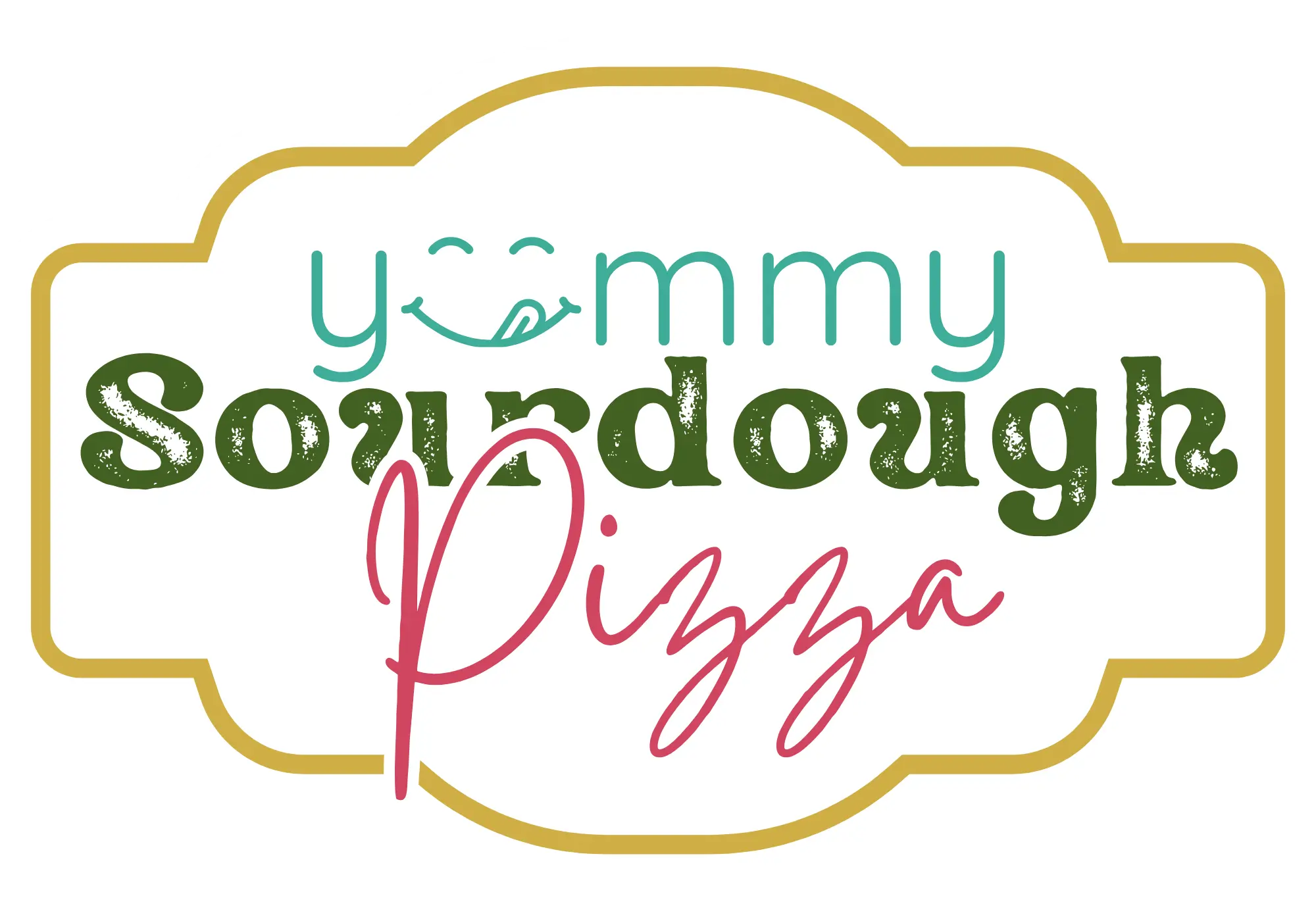 Yummy Sourdough Pizza logo with frame